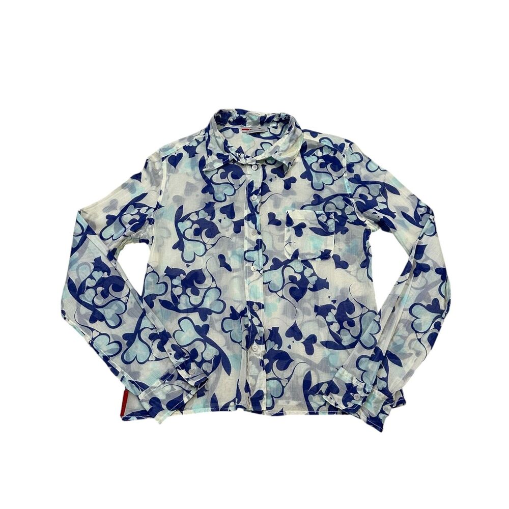 Prada Red Label Heart Print Button Down Shirt Size 44 / Small